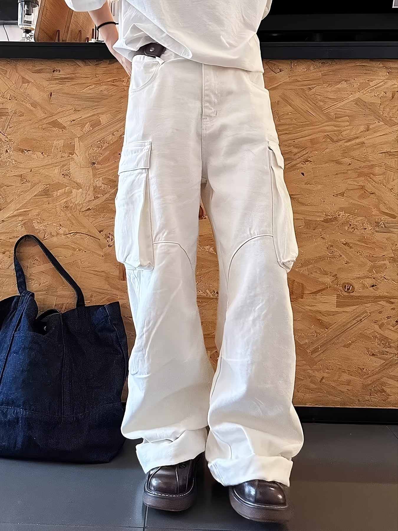 Men's Loose Fit Wide Leg Jeans With Pockets, Men's Stylish Comfy Denim Pants, Street Style Fashion