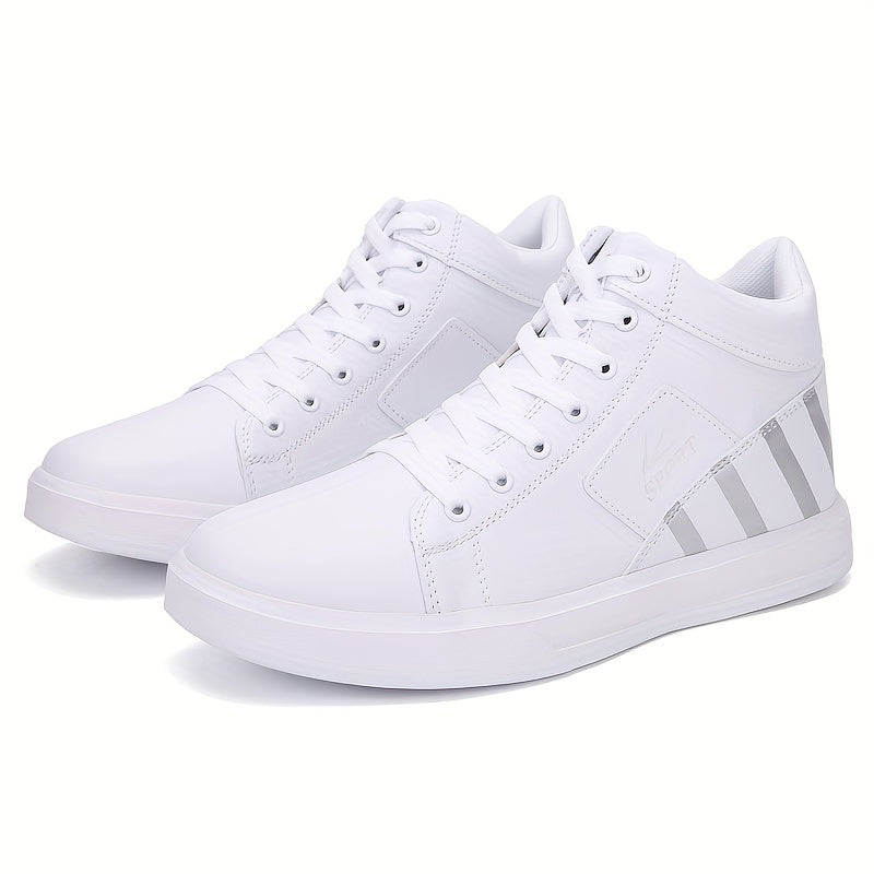 Plus Size Mens Skateboard Shoes - Fashionable and Stylish Vibrant Single-Tone Hue Ankle-High Supportive Design Ultra-Comfortable Cushioning Slip-Resistant Outsole Secure and Adjustable Fastening Durable and Grip-Enhancing Rubber Sole - Ideal for Skateboar