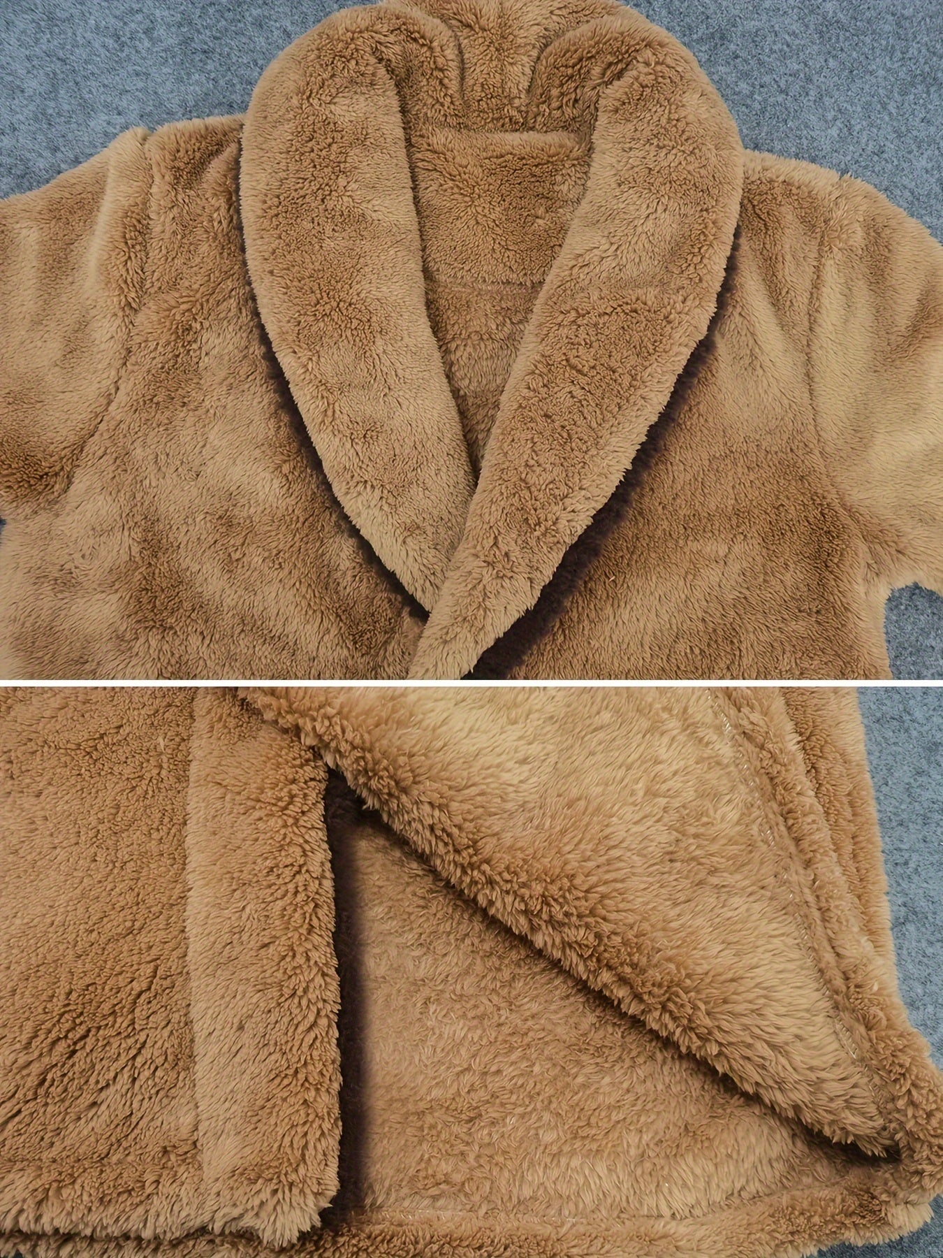 Thick Coral Fleece Long-sleeved Lace Up Men's Bathrobe For Autumn And Winter, Simple And Warm Men's Home Wear