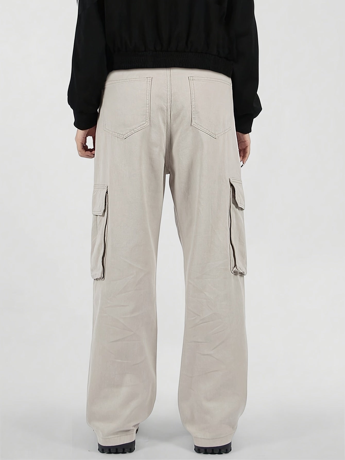 Mens Relaxed Cargo Pants - Comfort Drawstring, Trendy Solid Colors, Roomy Pockets for Casual Style