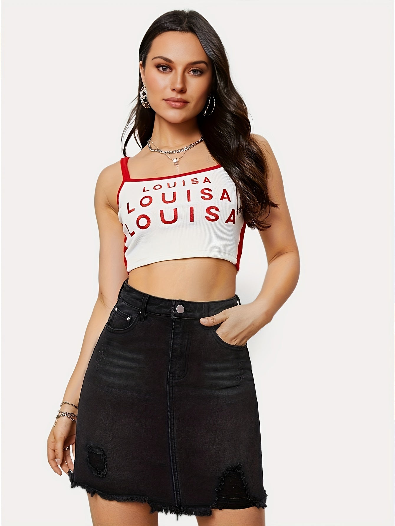 Medium Stretch High-Waist Ripped Denim Skirt - Casual Summer Fashion with Frayed Hem, Solid Black Color, Brief Length, and Hand Washable - Perfect for Slim Fit Women