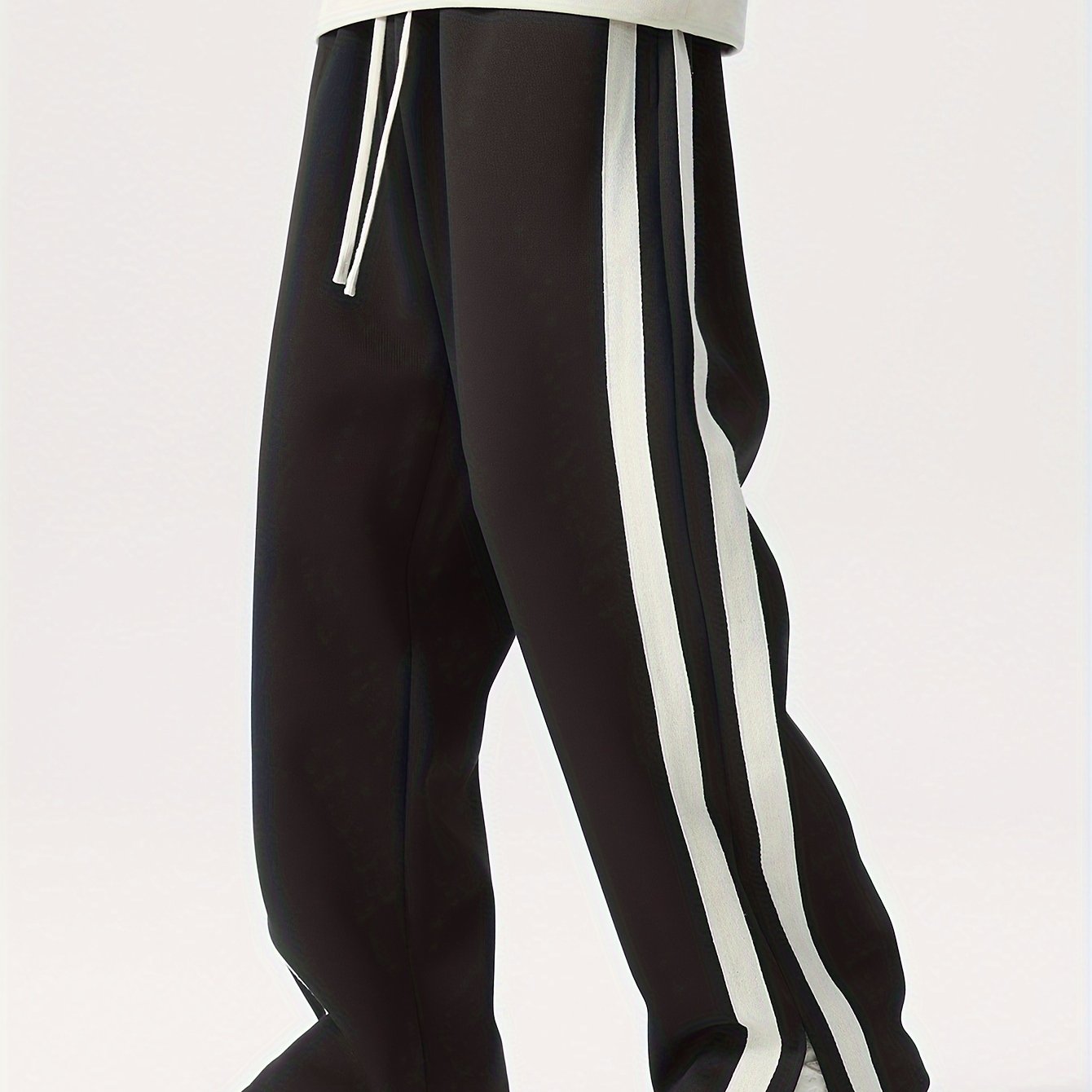 Men's Plus Size Casual Joggers - Loose Fit, Slimming Effect, Stretchy Polyester Blend, Machine Washable, Geometric Pattern, All-Season Comfort
