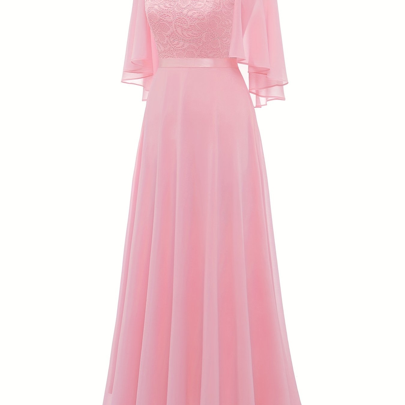 LOVECCR Timeless Solid Lace Aline Bridesmaid Dress - Chic Crew Neckline, Flattering Wedding Party Gown - Premium Womens Fashion
