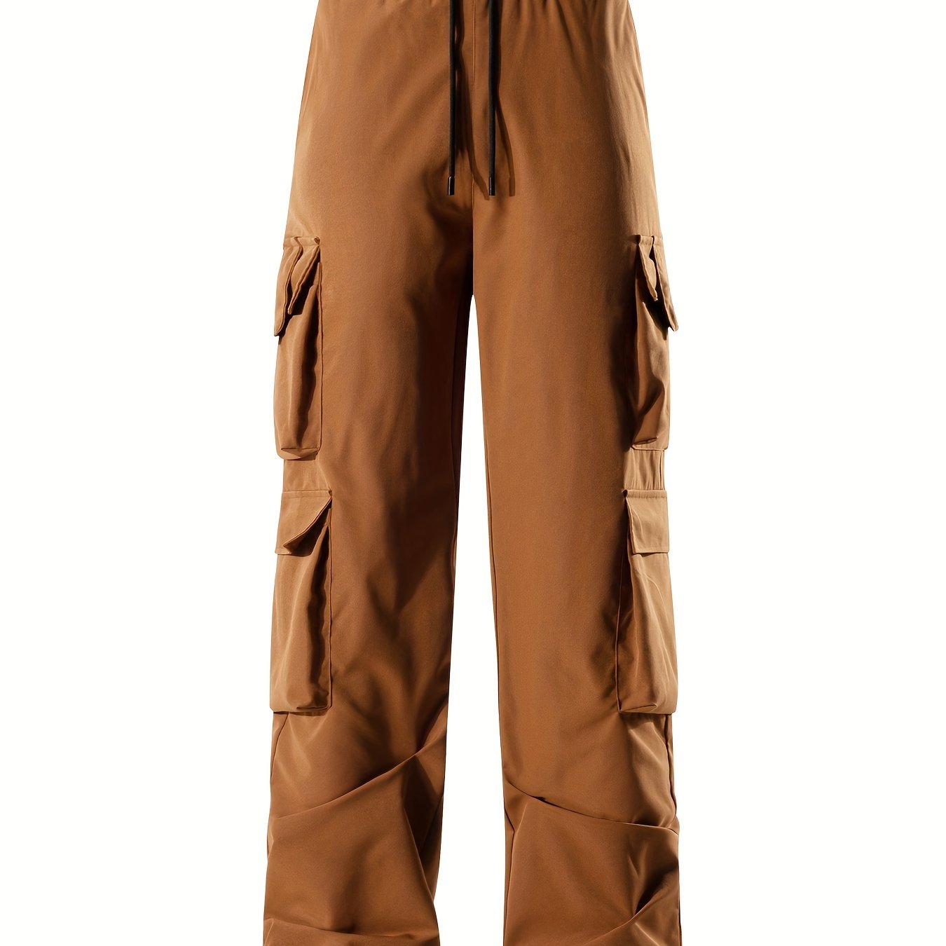 Mens Comfortable Loose Solid Cargo Pants - Multiple Spacious Pockets, Adjustable Casual Drawstring Waistband, Comfortable Loose Fit - Perfect for Outdoor Enthusiasts and Adventurers