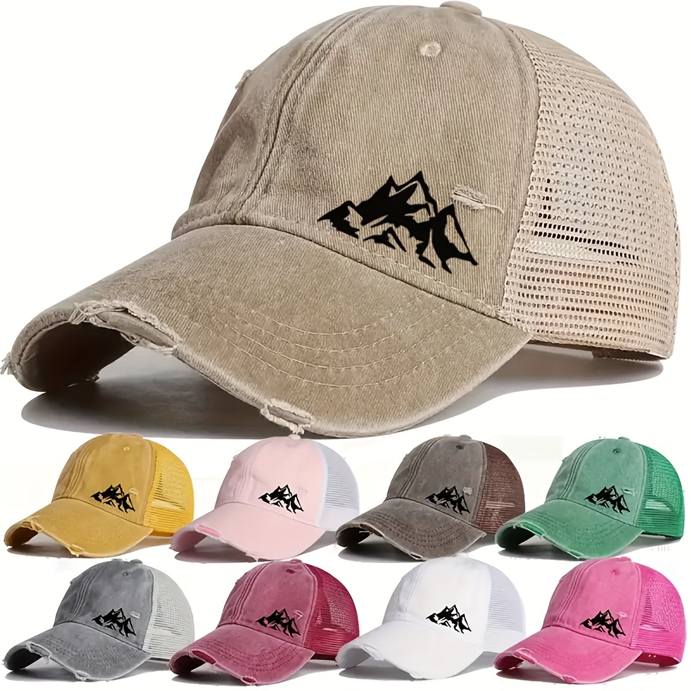 1pc Unisex Lightweight Solid Color Sports Baseball Cap with Hill Print Pattern - Adjustable Fit, Perfect for Outdoor Sports and Ideal Gift Choice
