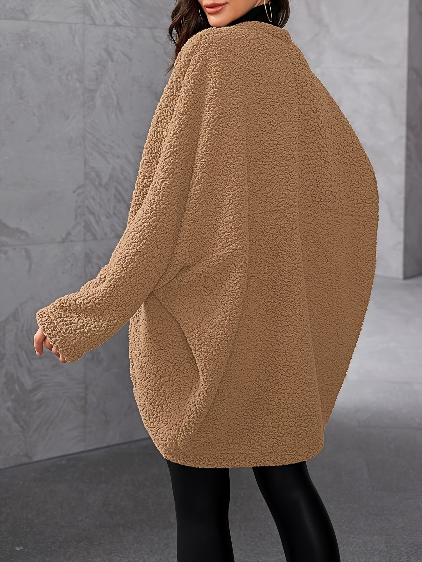 Stylish Batwing Sleeve Jacket - Soft, Solid Color, Open Front, Elegant Design, Warm Winter & Fall Wear, Women's Clothing, Versatile Outerwear for Daily Life