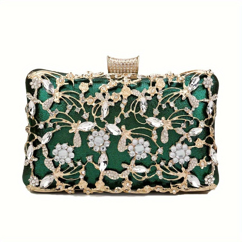 Elegant Rhinestone Evening Bag, Classic Banquet Handbag, Women's Formal Dinner Purse For Wedding Party Prom