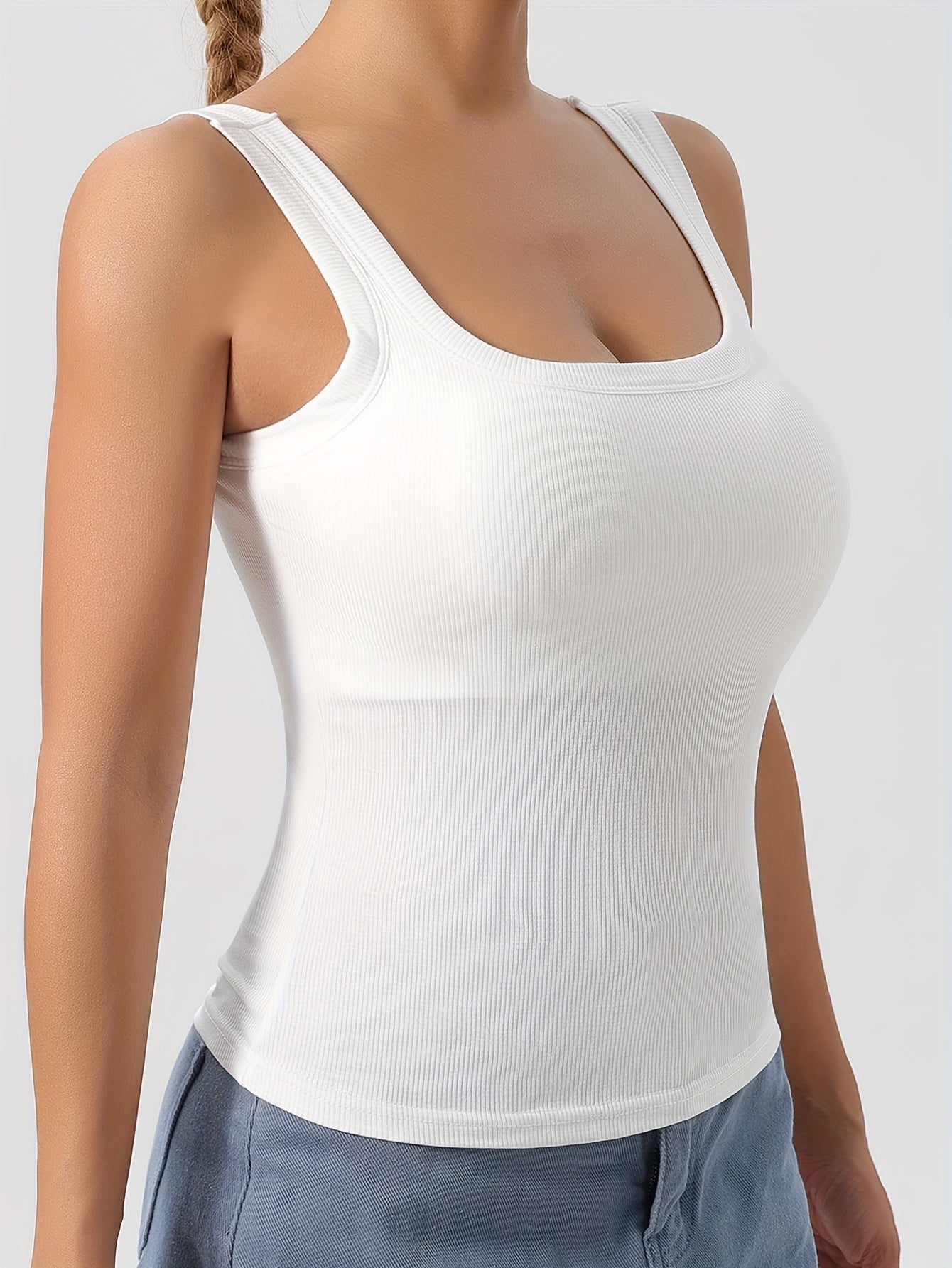 3-Pack Solid Color Super Slim Fit Tank Top - Classic Square Neck, Sleeveless, Versatile, and Easy to Pair - Pack of 3 for Endless Outfit Possibilities, Exclusively Designed for Women, Perfect for Casual, Everyday Wear