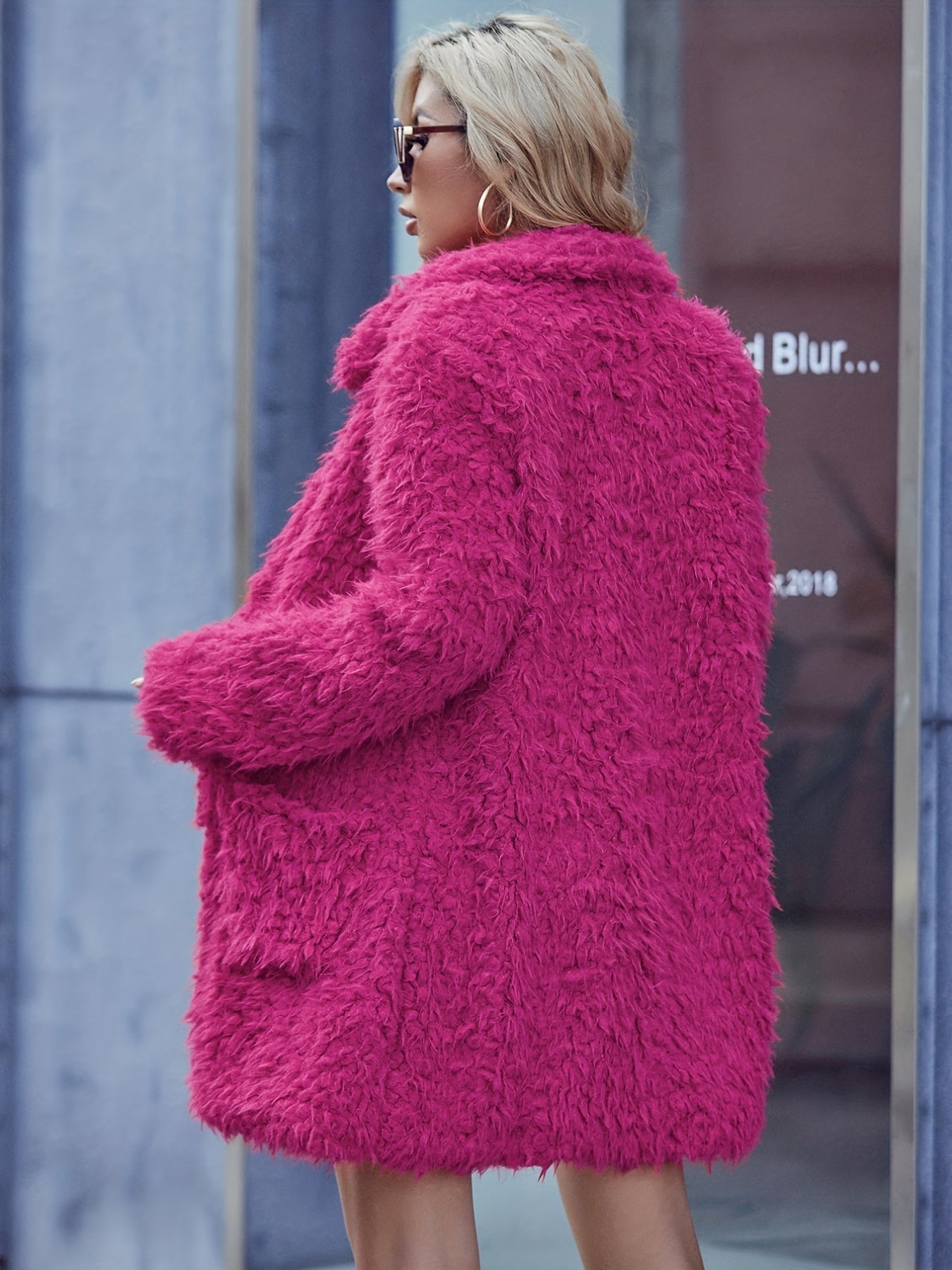 Luxurious Faux Fur Plush Jacket - Warm Long Sleeve Winter Coat for Women with Pockets - Soft, Casual, and Stylish Outerwear for Cold Weather