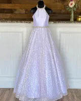 Little Miss Pageant Dress for Teens Juniors Toddlers Sequins White Long Kids Gown Formal Party Beading Halter Neckline rosie Custom-Made Keyhole Back