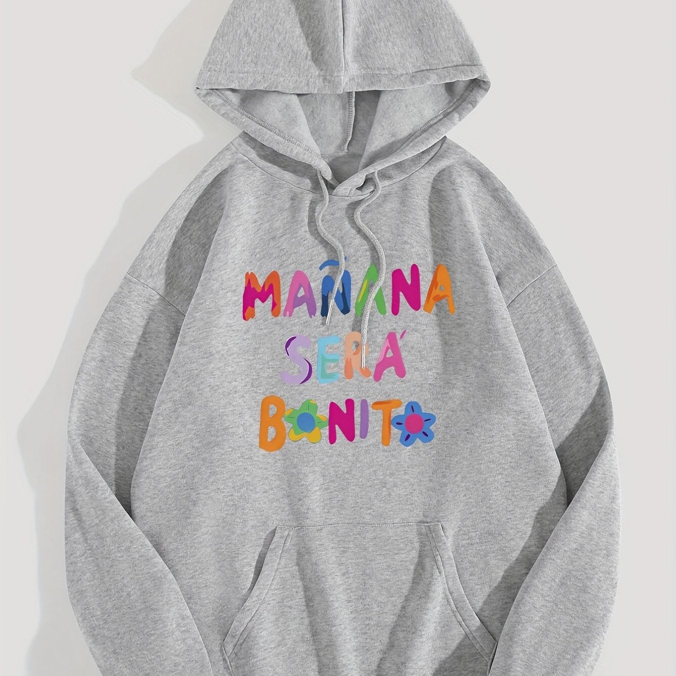 Letter Print Hoodie, Long Sleeve Solid Casual Sweatshirt, Women's Clothing