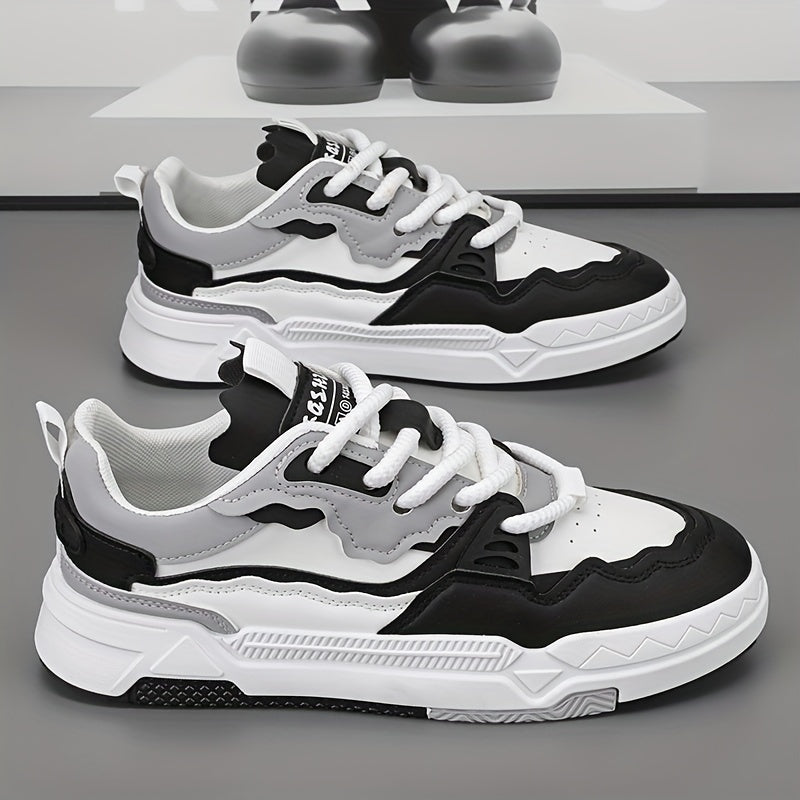 Men's Trendy Street Style Skate Shoes, Comfy Non Slip Lace Up Casual Sneakers For Men's Outdoor Activities, Men's Footwear