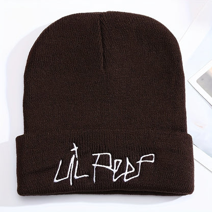 Trendy Embroidered Acrylic Beanie - Unisex Street Style, Comfortable Warmth for Winter & Autumn