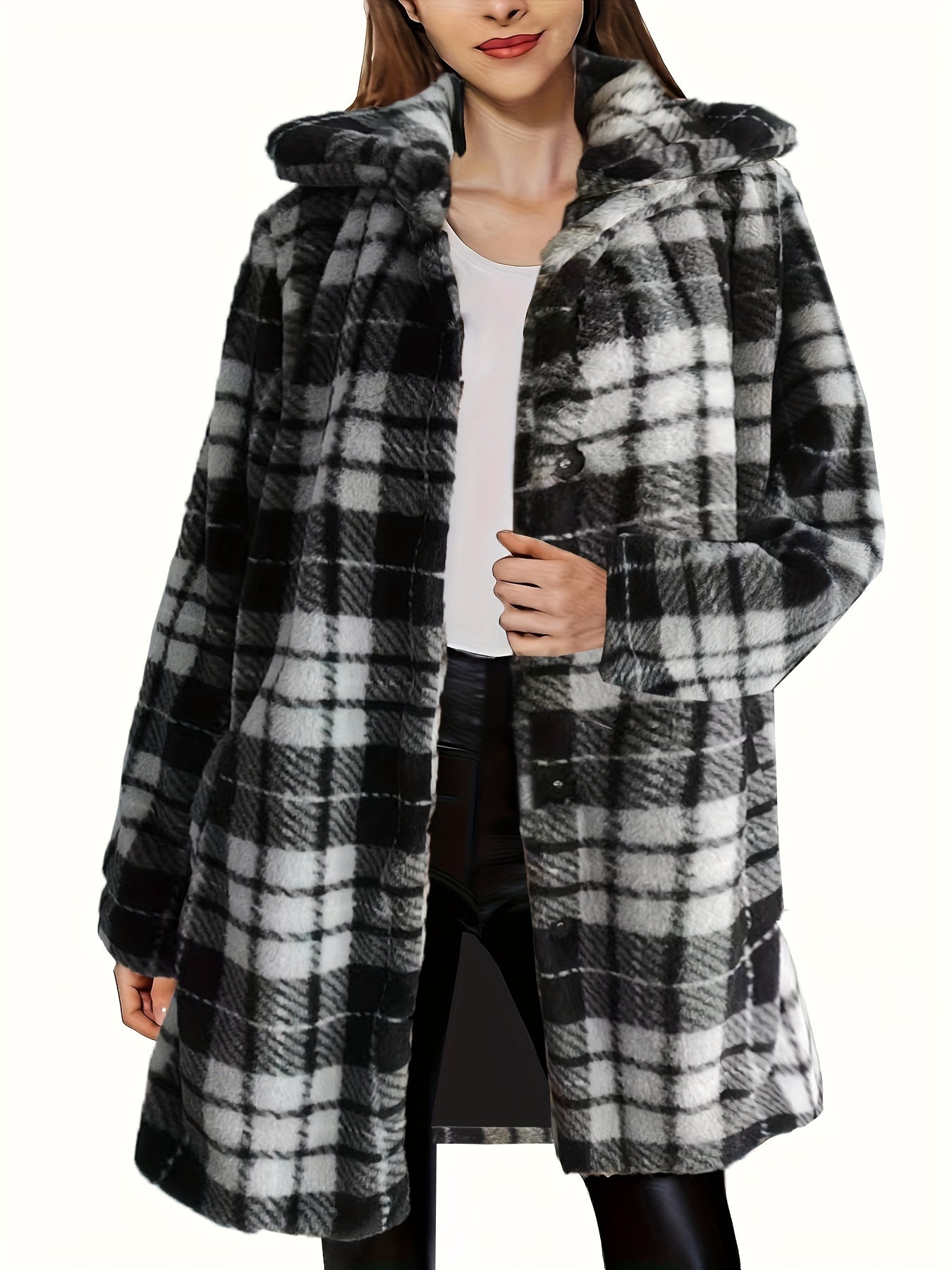 Chic Leopard Print Fuzzy Coat - Ultra-Soft Open Front Long Sleeve Winter Wear - Perfect for Fashion-Forward Women