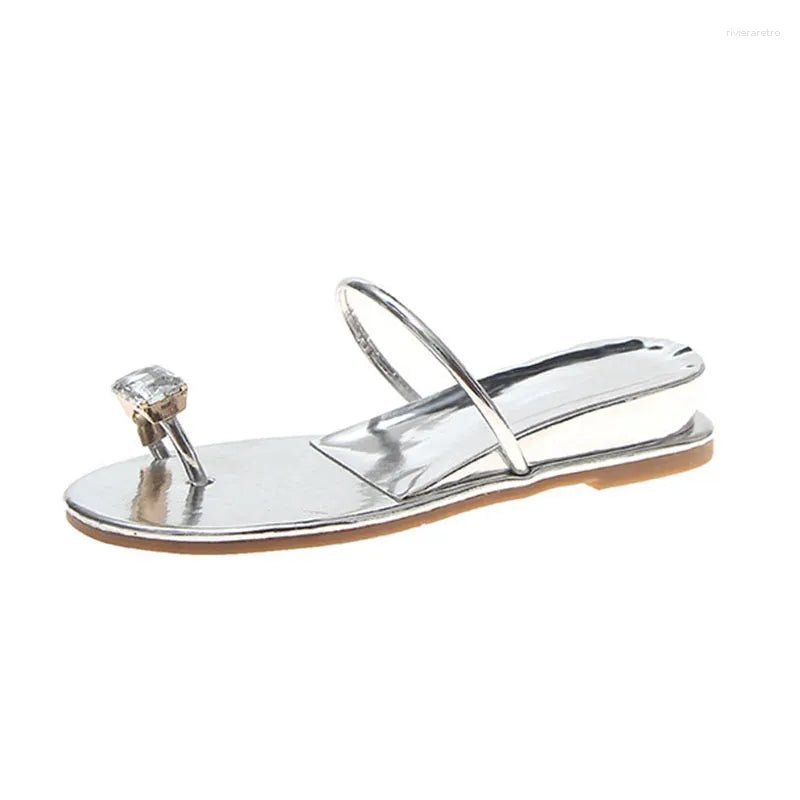 Slippers Women's High Heel Comfortable Wedge Heels Sandals Rhinestone Inlaid Flip Flops Casual Shopping Slides Summer