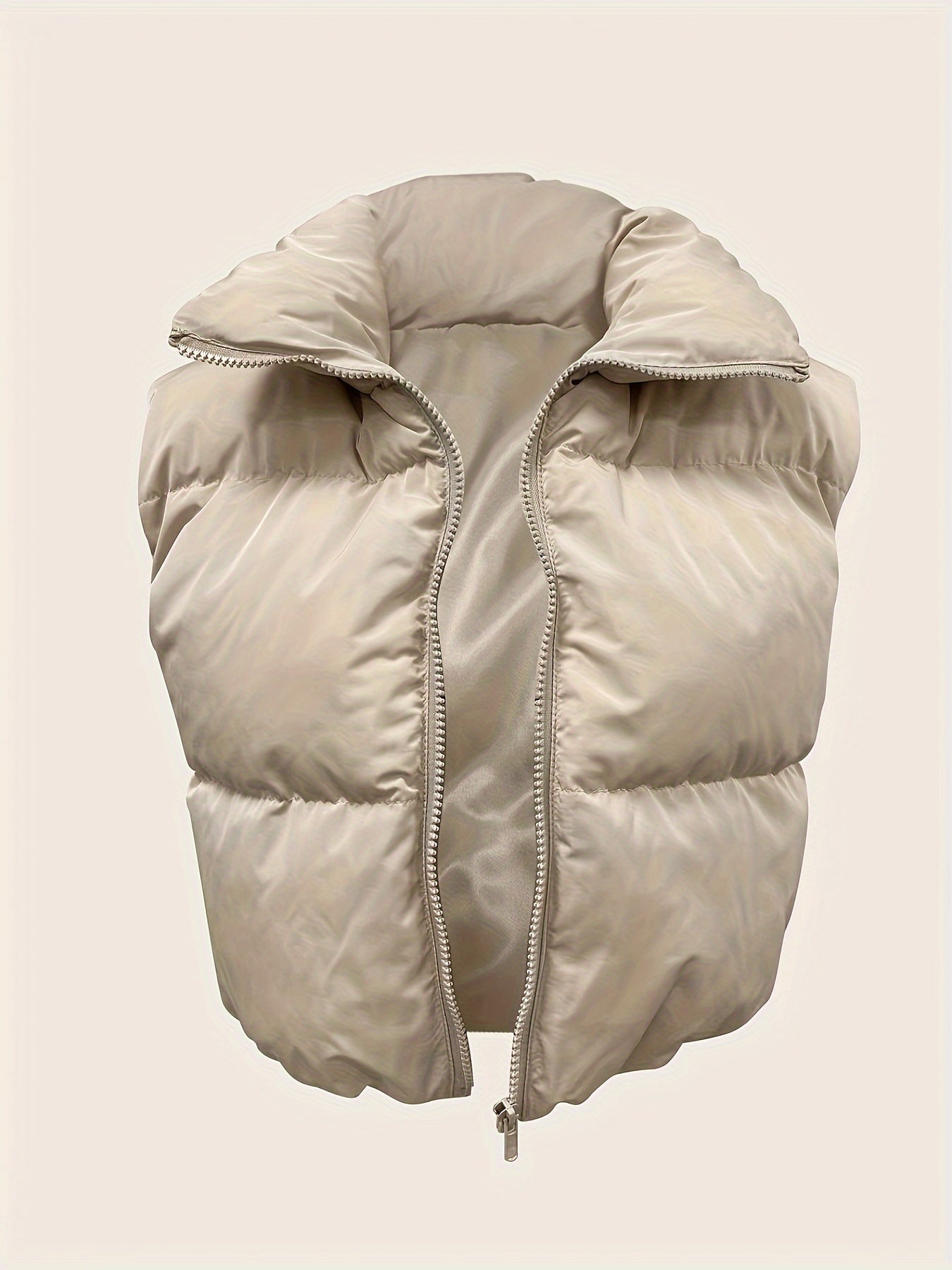 Stylish High Neck Sleeveless Vest Coat - Zip-Up, Casual, Solid Color, Women's Outerwear - Perfect for Daily Wear, Travel, and Outdoor Activities