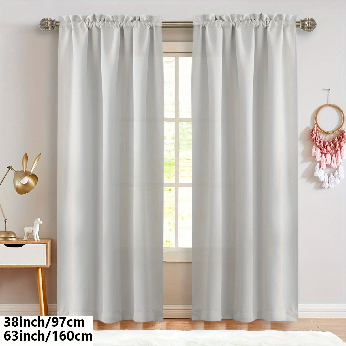 2 Panels Solid Color Light Filtering Curtains - Rod Pocket Design for Easy Installation, Softens Natural Light, and Provides Privacy - Perfect for Living Room, Office, Bedroom, and Home Decoration