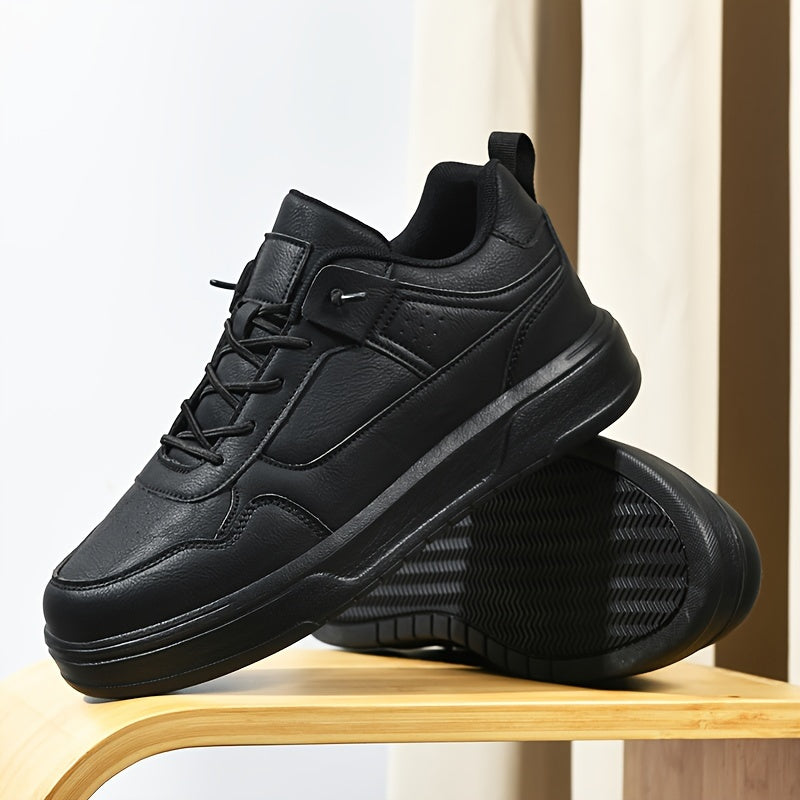 Men's Casual Comfort Skate Shoes - Stylish Solid Color, Lace-Up Sneakers with Durable MD Sole