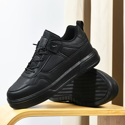 Men's Casual Comfort Skate Shoes - Stylish Solid Color, Lace-Up Sneakers with Durable MD Sole