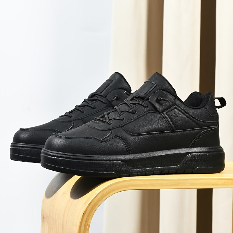 Men's Casual Comfort Skate Shoes - Stylish Solid Color, Lace-Up Sneakers with Durable MD Sole