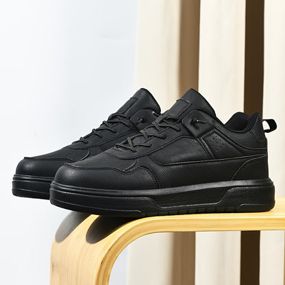 Men's Casual Comfort Skate Shoes - Stylish Solid Color, Lace-Up Sneakers with Durable MD Sole