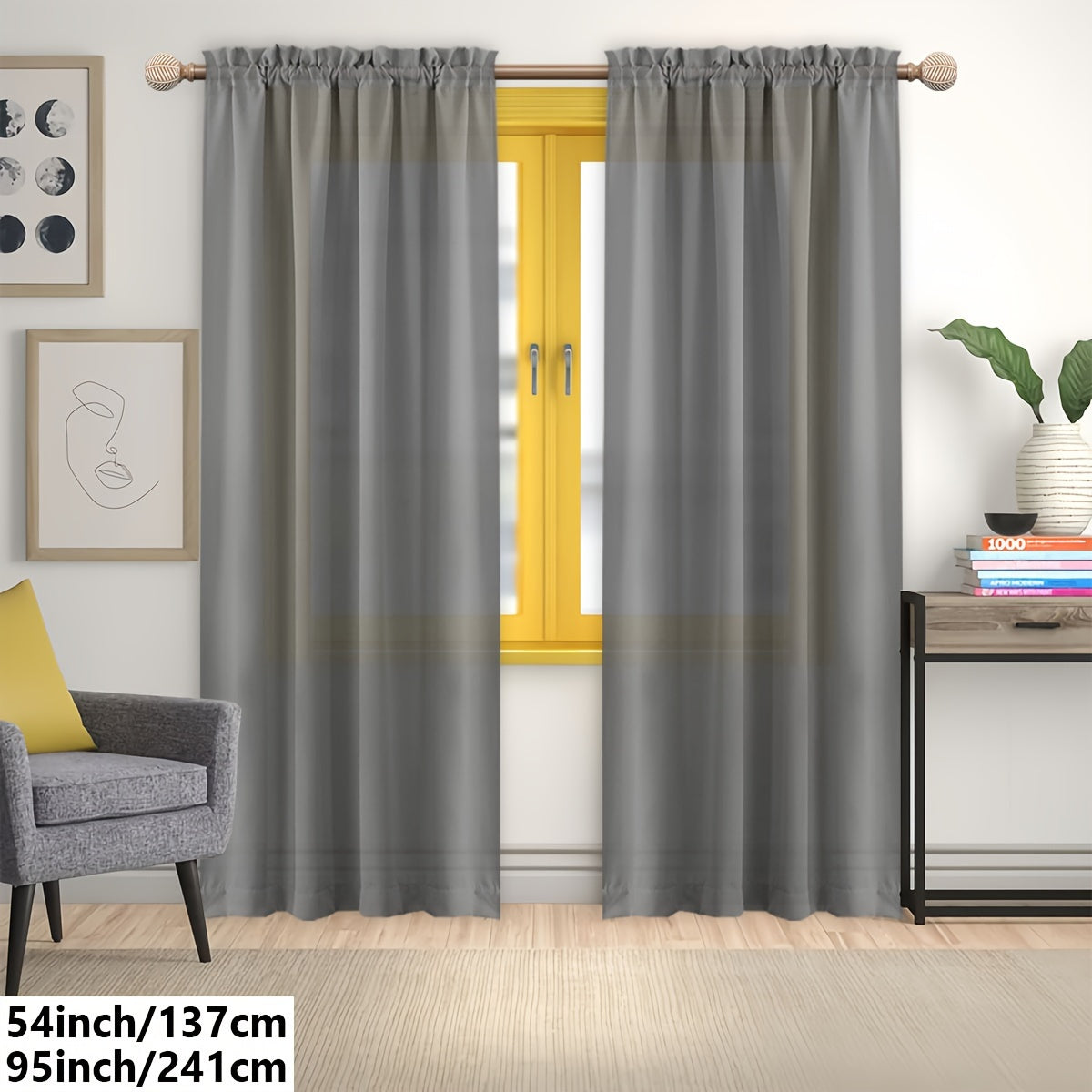 2 Panels Solid Color Light Filtering Curtains - Rod Pocket Design for Easy Installation, Softens Natural Light, and Provides Privacy - Perfect for Living Room, Office, Bedroom, and Home Decoration