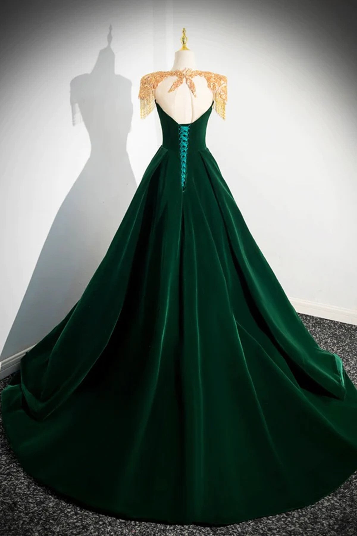 LOVECCRDark Green Velvet A-line Long Prom Dress, Dark Green Evening Party Dress