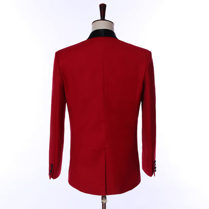 LOVECCR   Men's Suit Red Simple Business Business Wear Formal Dress Groom Best Man Wedding Korean Style Leisure Suit Dress Men