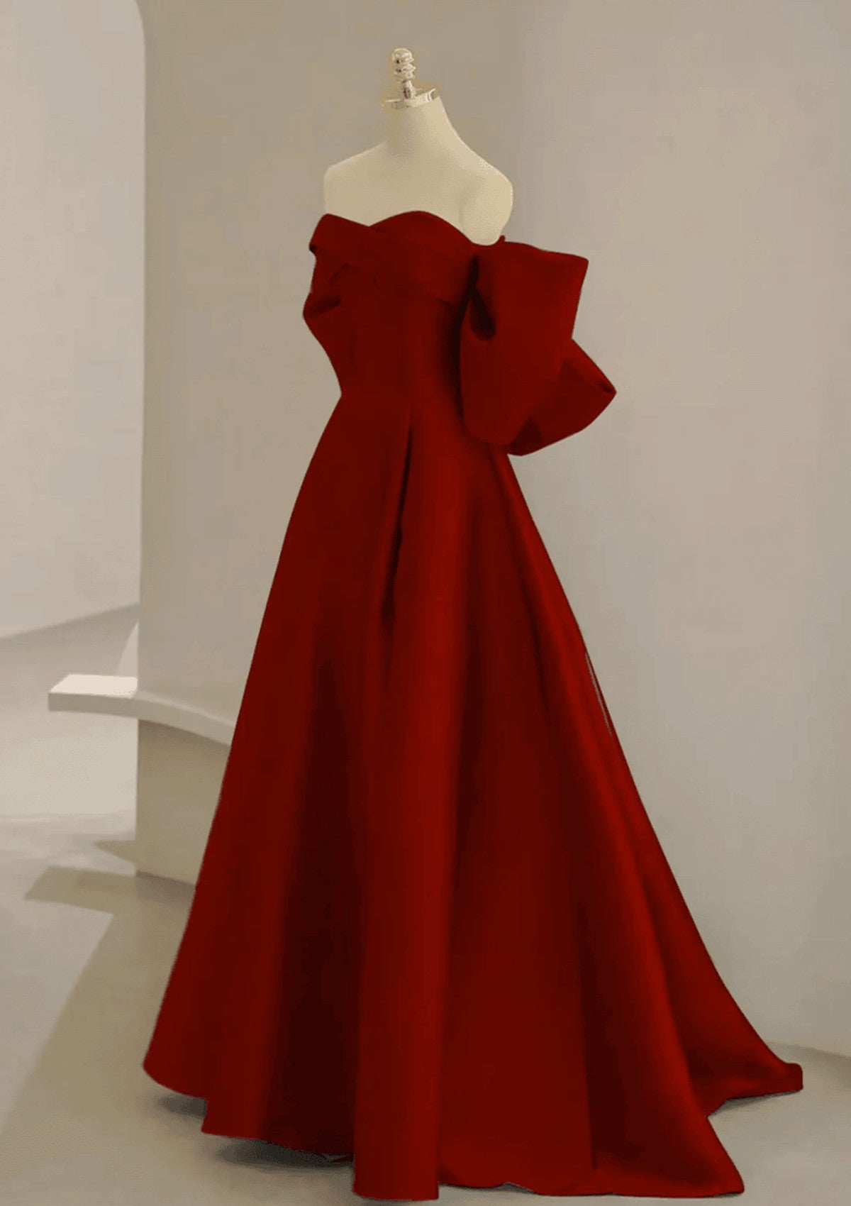 LOVECCRWine Red Satin Long Prom Dress Party Dress, A-line Wine Red Evening Dress