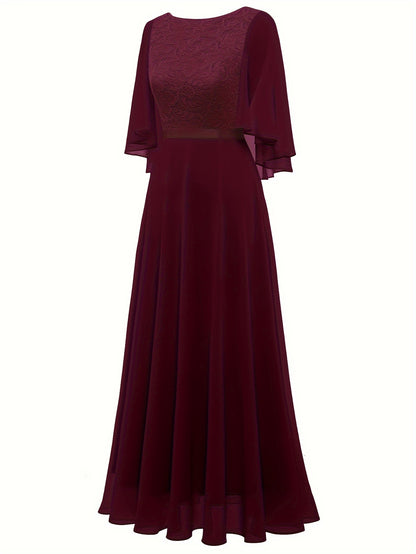 LOVECCR Timeless Solid Lace Aline Bridesmaid Dress - Chic Crew Neckline, Flattering Wedding Party Gown - Premium Womens Fashion
