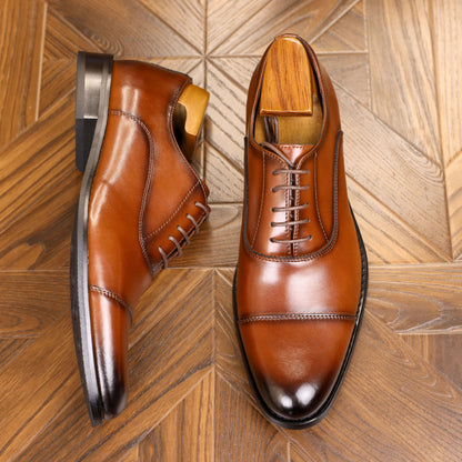 Mens Premium Vintage Oxford Shoes - Rich Solid Colors, Classic Cap Toe, Supreme Comfort, Anti-Slip & Durable - Stylish Formal Business Footwear