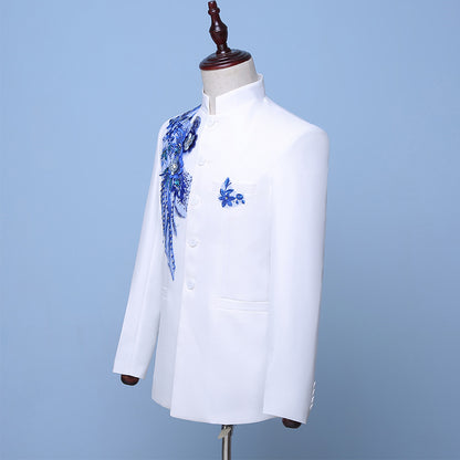 LOVECCR   New Sequined Stage Chorus Suit Men's Dress Singer MC Host Costume Zhongshan Suit