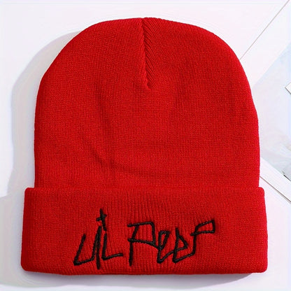 Trendy Embroidered Acrylic Beanie - Unisex Street Style, Comfortable Warmth for Winter & Autumn