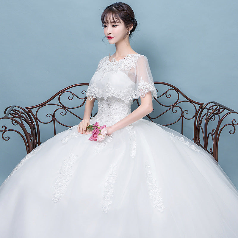LOVECCR  Wedding Dress 2022 Mori Style New Style Trailing round Neck Korean Princess Bride Female Draggle-Tail Figure Flattering Wedding Dress