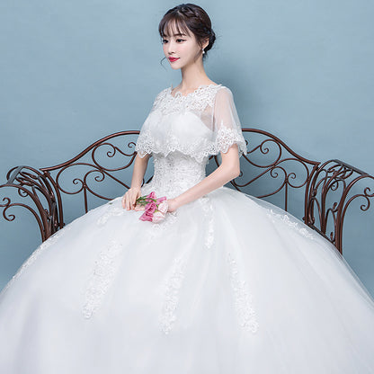 LOVECCR  Wedding Dress 2022 Mori Style New Style Trailing round Neck Korean Princess Bride Female Draggle-Tail Figure Flattering Wedding Dress