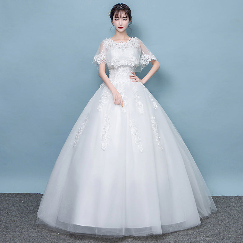 LOVECCR  Wedding Dress 2022 Mori Style New Style Trailing round Neck Korean Princess Bride Female Draggle-Tail Figure Flattering Wedding Dress