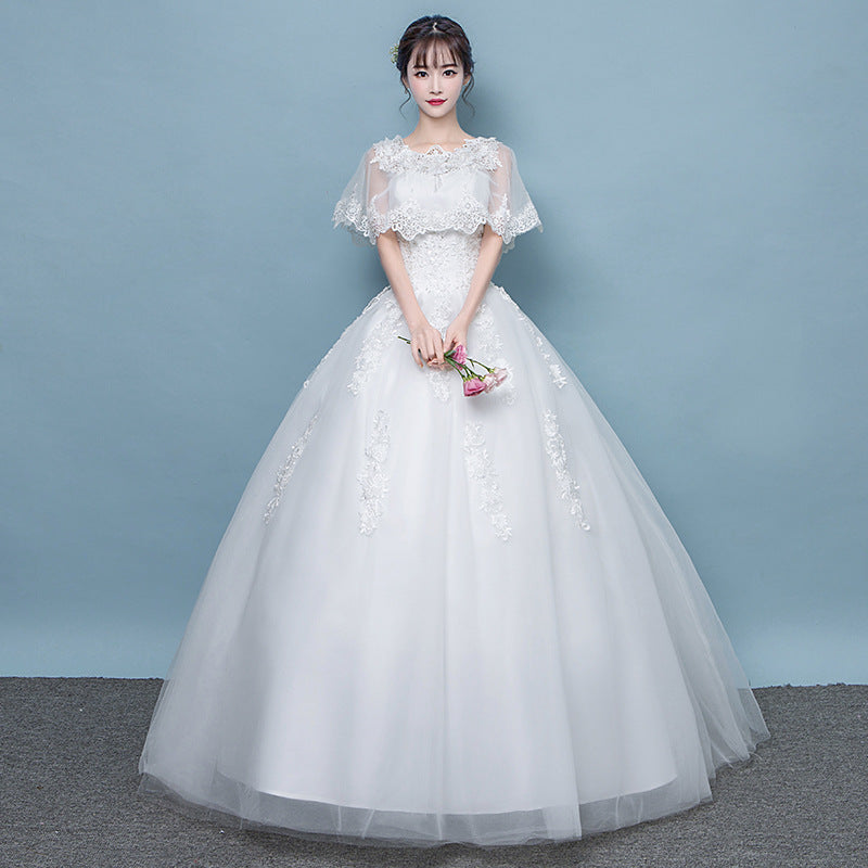 LOVECCR  Wedding Dress 2022 Mori Style New Style Trailing round Neck Korean Princess Bride Female Draggle-Tail Figure Flattering Wedding Dress