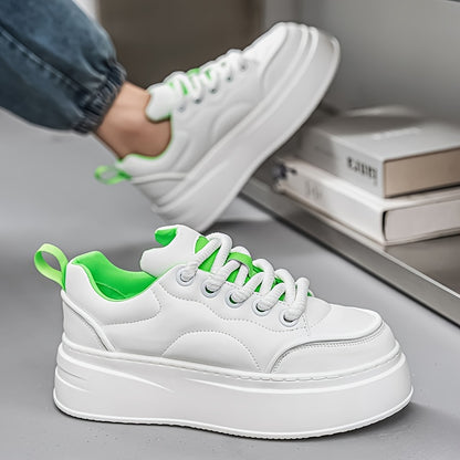 Men's Stylish White Sneakers - Comfortable, Durable & Versatile for Casual Wear, Skateboarding & Outdoor Activities