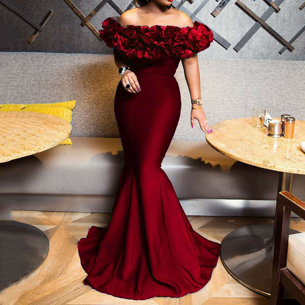 2025 new elastic knitted belt anti-2025 women's clothing lotus leaf one-word shoulder slim-fitting small trailing women's dress