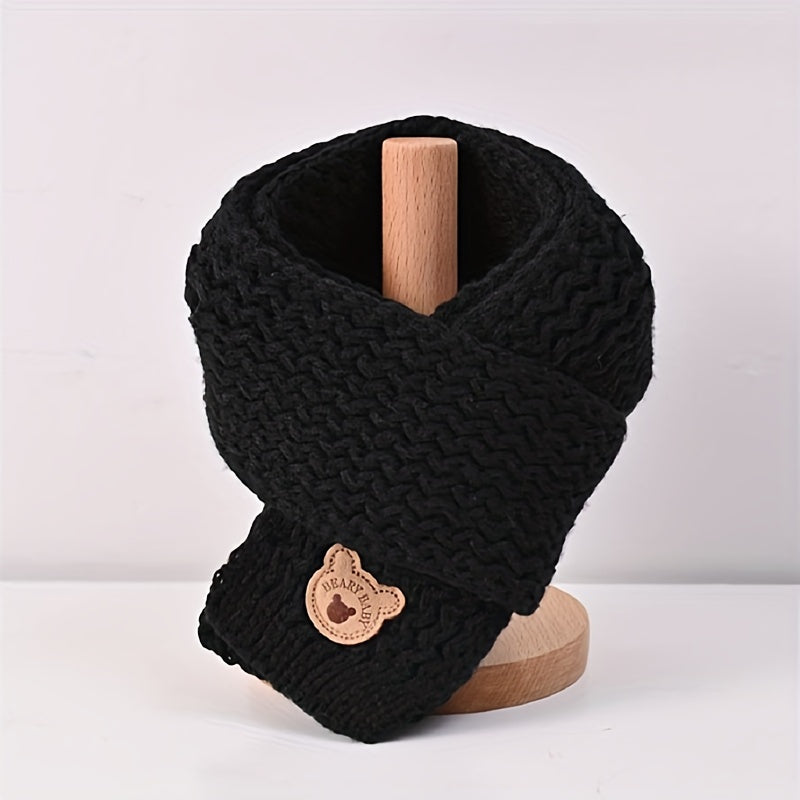 1pc Children's Plain Color Scarf, Cold-proof Cartoon Neck Cover