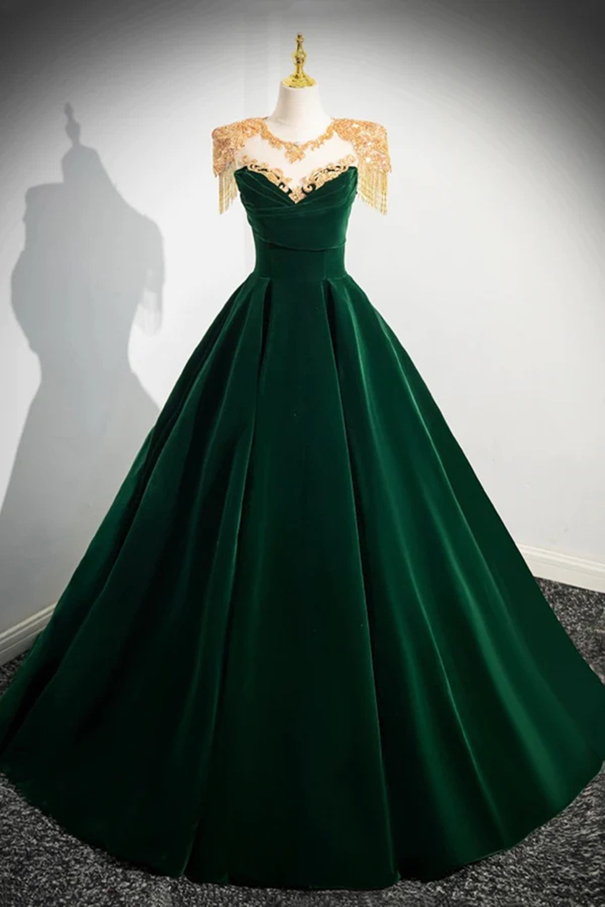 LOVECCRDark Green Velvet A-line Long Prom Dress, Dark Green Evening Party Dress