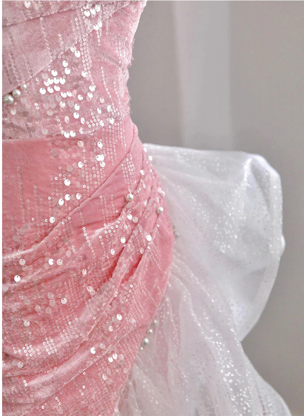 LOVECCRChic Pink High Low Mermaid Off Shoulder Prom Dress, Pink Homecoming Dress