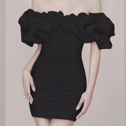LOVECCR Socialite Temperament Party Gathering Advanced Texture Small Dress Black Strapless Tube Top Package Hip Slim Fit Dress