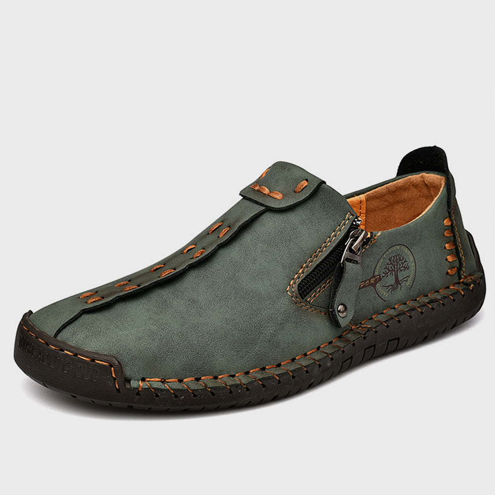 Stylish Vintage Moccasins Loafers - Soft Leather Upper, Comfortable Flats, Casual Walking Shoes for Men with Classic Stitching Design - Perfect for Everyday Wear