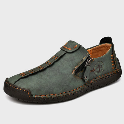 Stylish Vintage Moccasins Loafers - Soft Leather Upper, Comfortable Flats, Casual Walking Shoes for Men with Classic Stitching Design - Perfect for Everyday Wear
