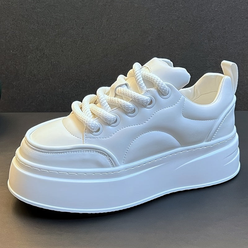 Men's Stylish White Sneakers - Comfortable, Durable & Versatile for Casual Wear, Skateboarding & Outdoor Activities