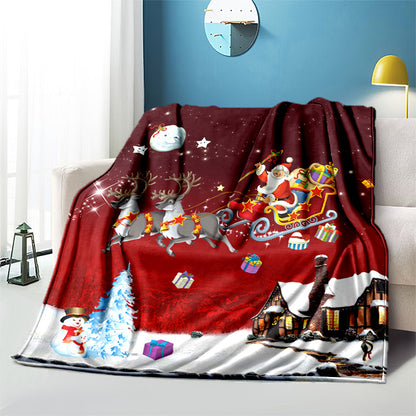 1pc Cozy Christmas Gifts Blanket, Lightweight Flannel Throw For Sofa, Bed, Travel, Camping, Livingroom, Office, Couch, Chair, And Bed, Digital Printing Fleece Blanket With Soft And Warm Flannel Fabric, Gifts For Family Or Friends