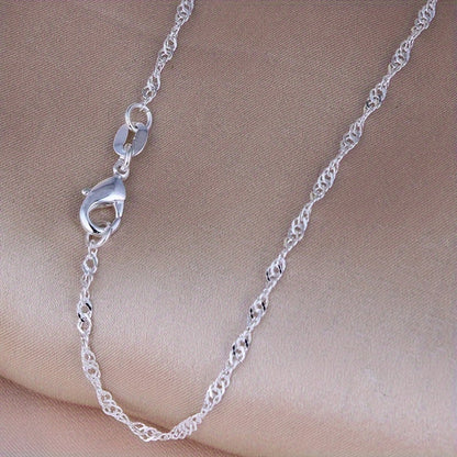 16-30 Adjustable Sterling Silver Wave Chain Necklace - Exquisite and Sophisticated, Versatile DIY Accessory, Glamorous Party Style - Perfect for Wedding and Engagement Celebrations
