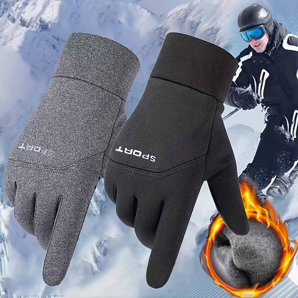 1 Pair of Premium Waterproof Touch Screen Ski Gloves for Men & Women - Windproof, Thermal Polyester, and Insulated for Outdoor Sports, Skiing, Motorcycle, Running, Snowboarding