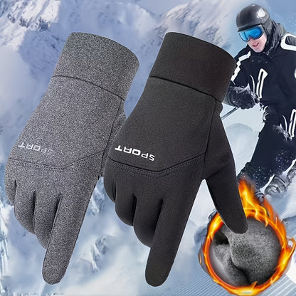 1 Pair of Premium Waterproof Touch Screen Ski Gloves for Men & Women - Windproof, Thermal Polyester, and Insulated for Outdoor Sports, Skiing, Motorcycle, Running, Snowboarding